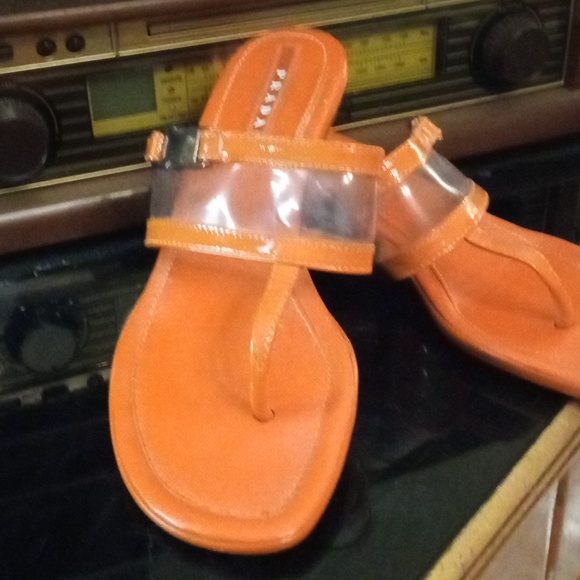 Prada Kitten Heel Sandals Size 37 Orange - Picture 2 of 5